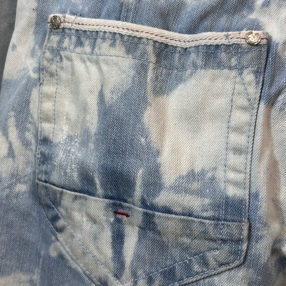 Heritage America Men Distressed Acid Wash Jeans Cloud Print Ripped Denim 34x20 - Picture 10 of 15